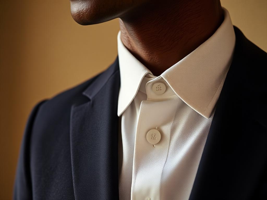 Close-up of a bespoke suit collar